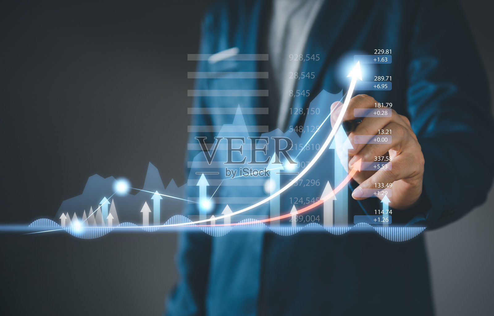 金融和银行业务投资图表和图表战略概念。照片摄影图片