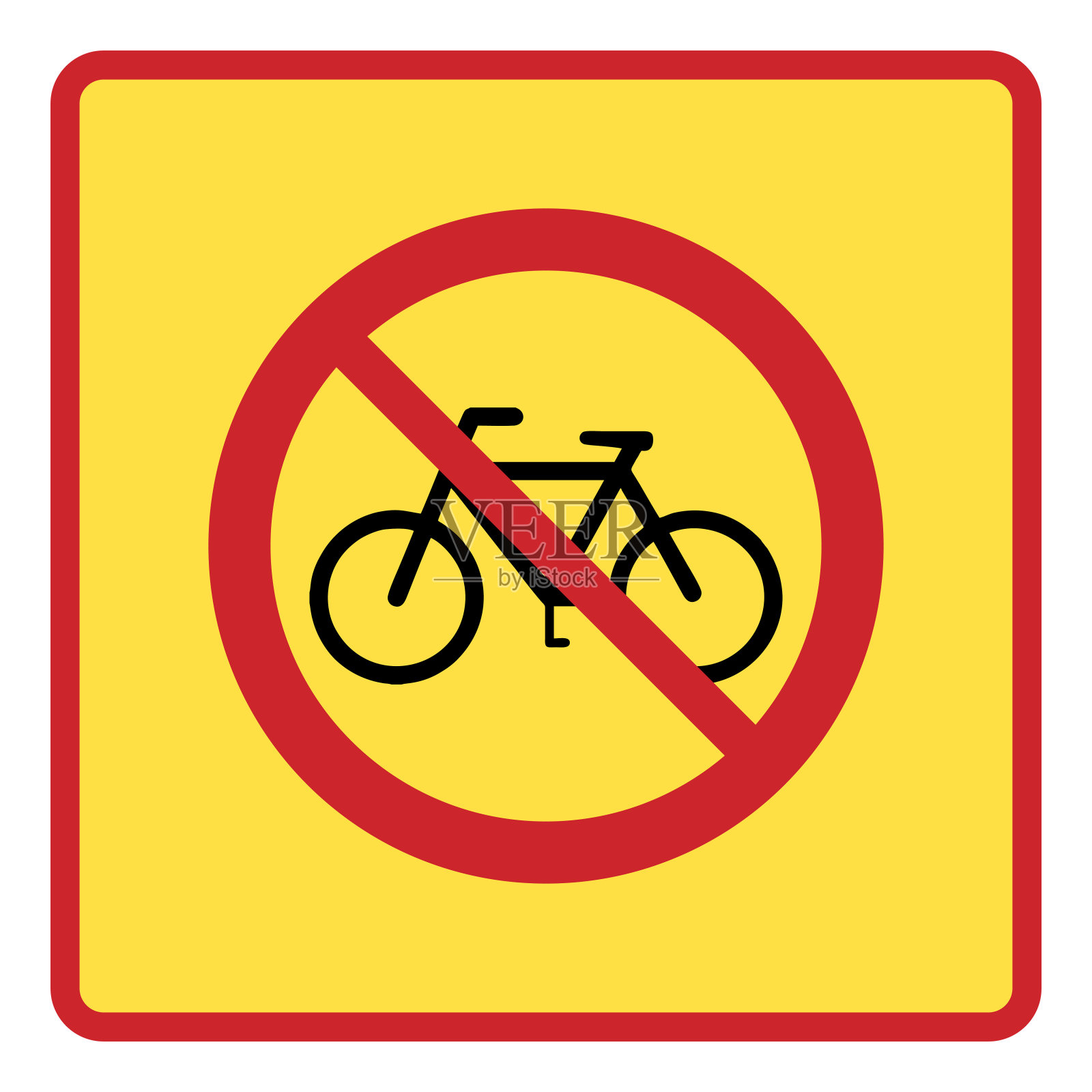 交通标志。路标。指示路标。道路标志作用于该地区。没有骑自行车。插画图片素材