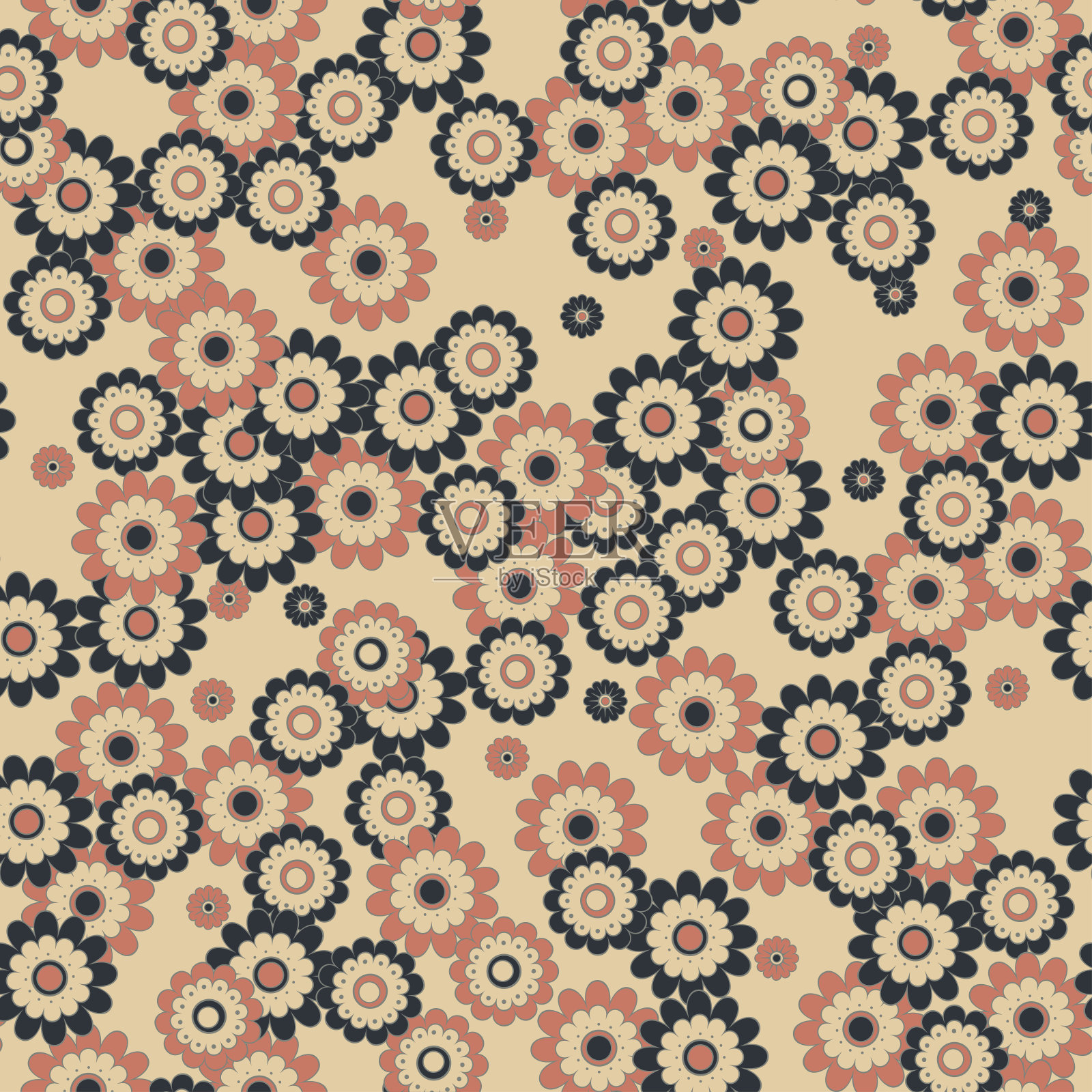 矢量花无缝模式。可爱的花卉背景插画图片素材