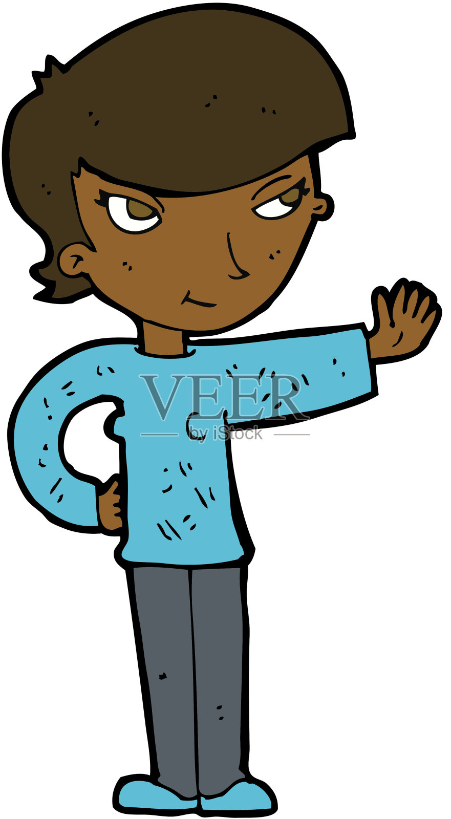 挥手的卡通女人设计元素图片