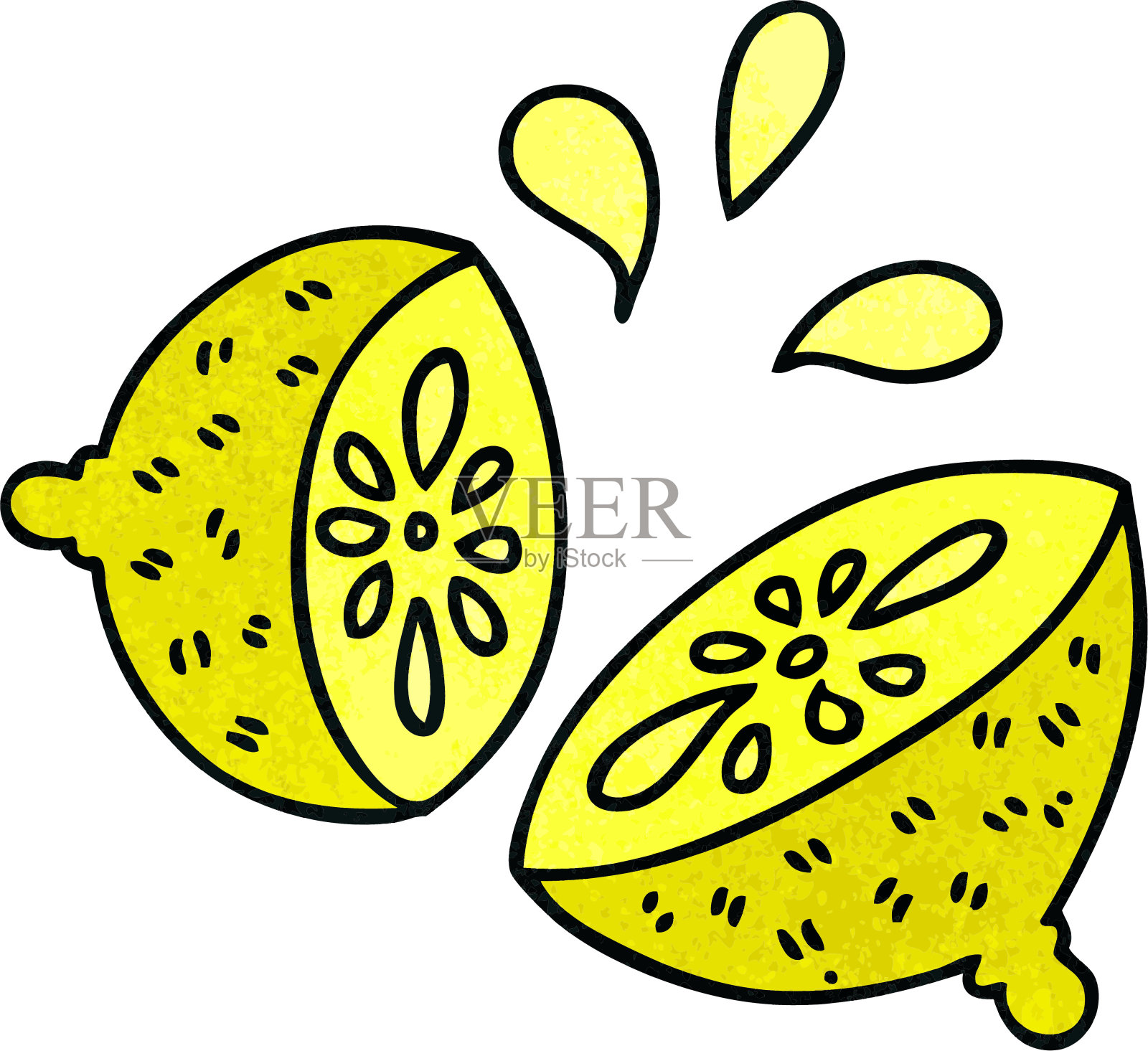 手绘古怪的卡通柠檬插画图片素材