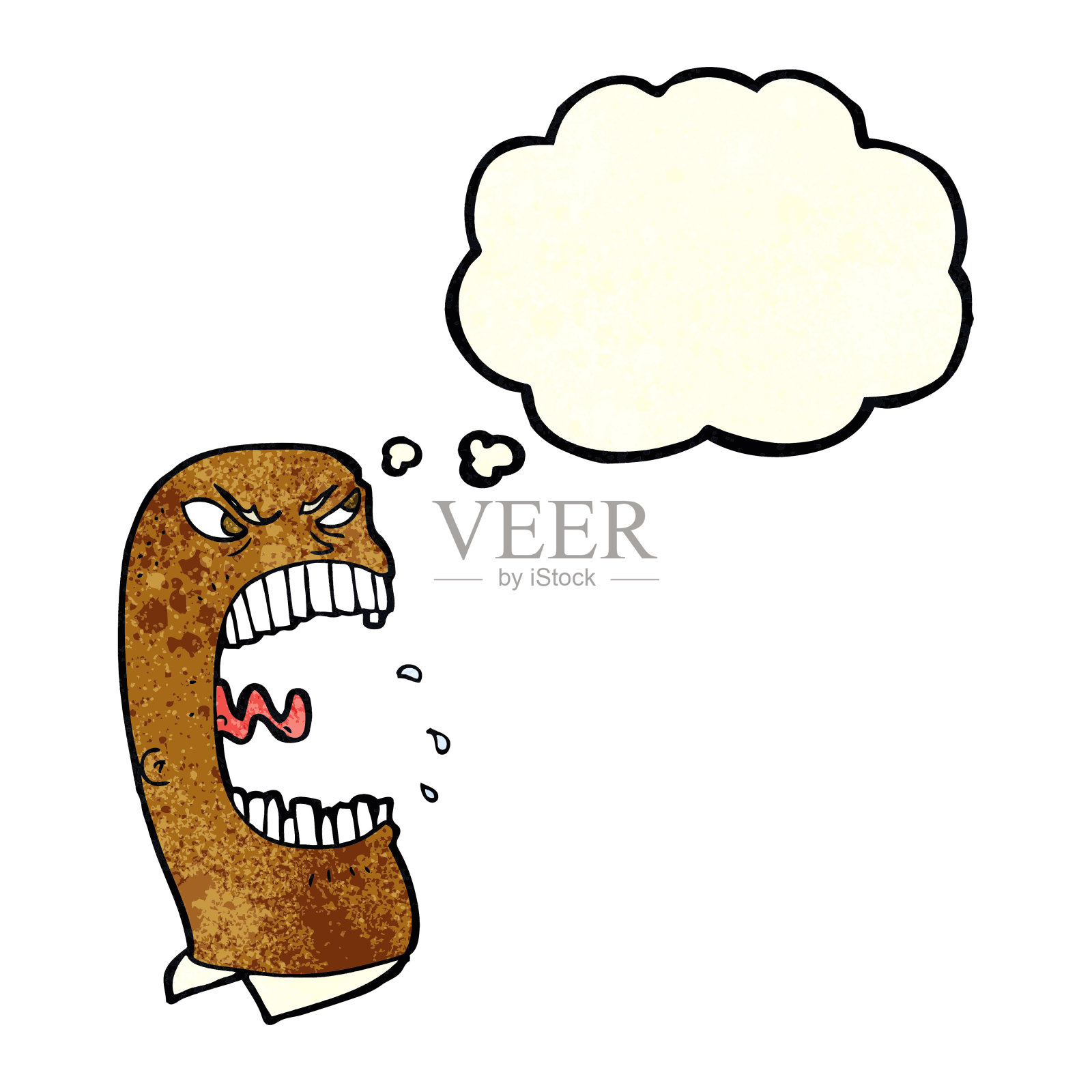 卡通里愤怒的男人用思想泡泡喊着插画图片素材