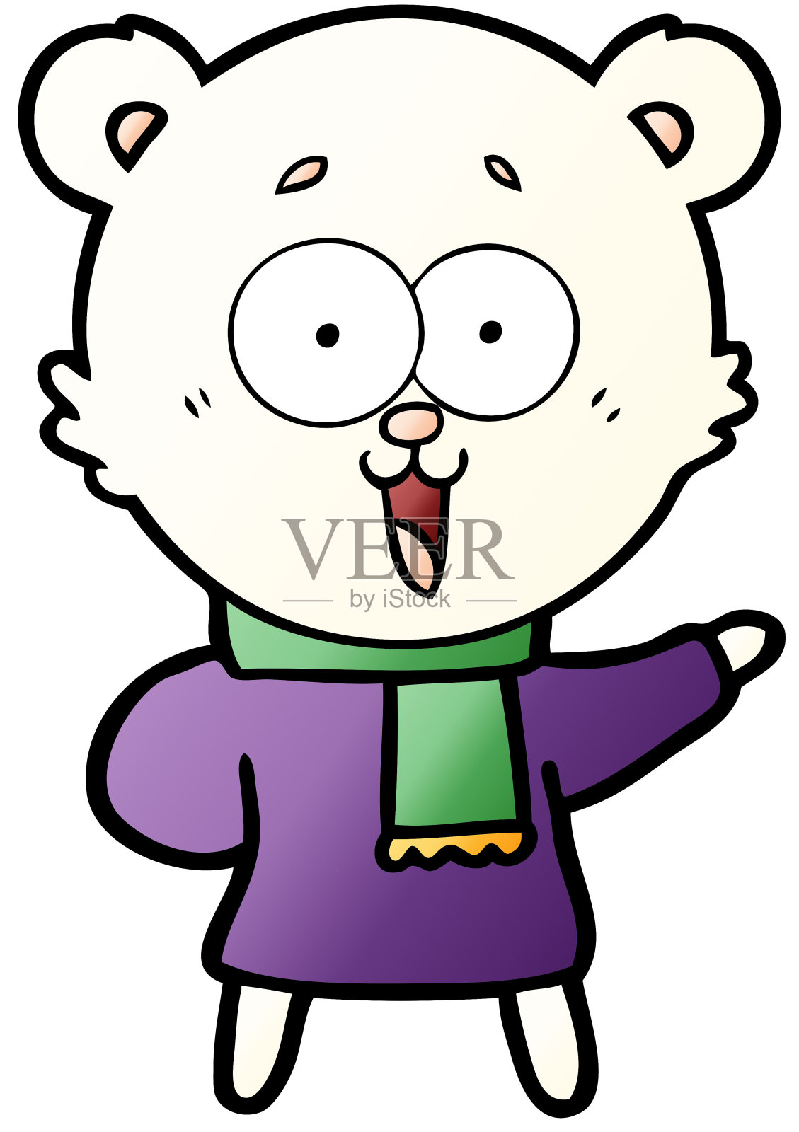 穿着冬装笑的卡通泰迪熊设计元素图片