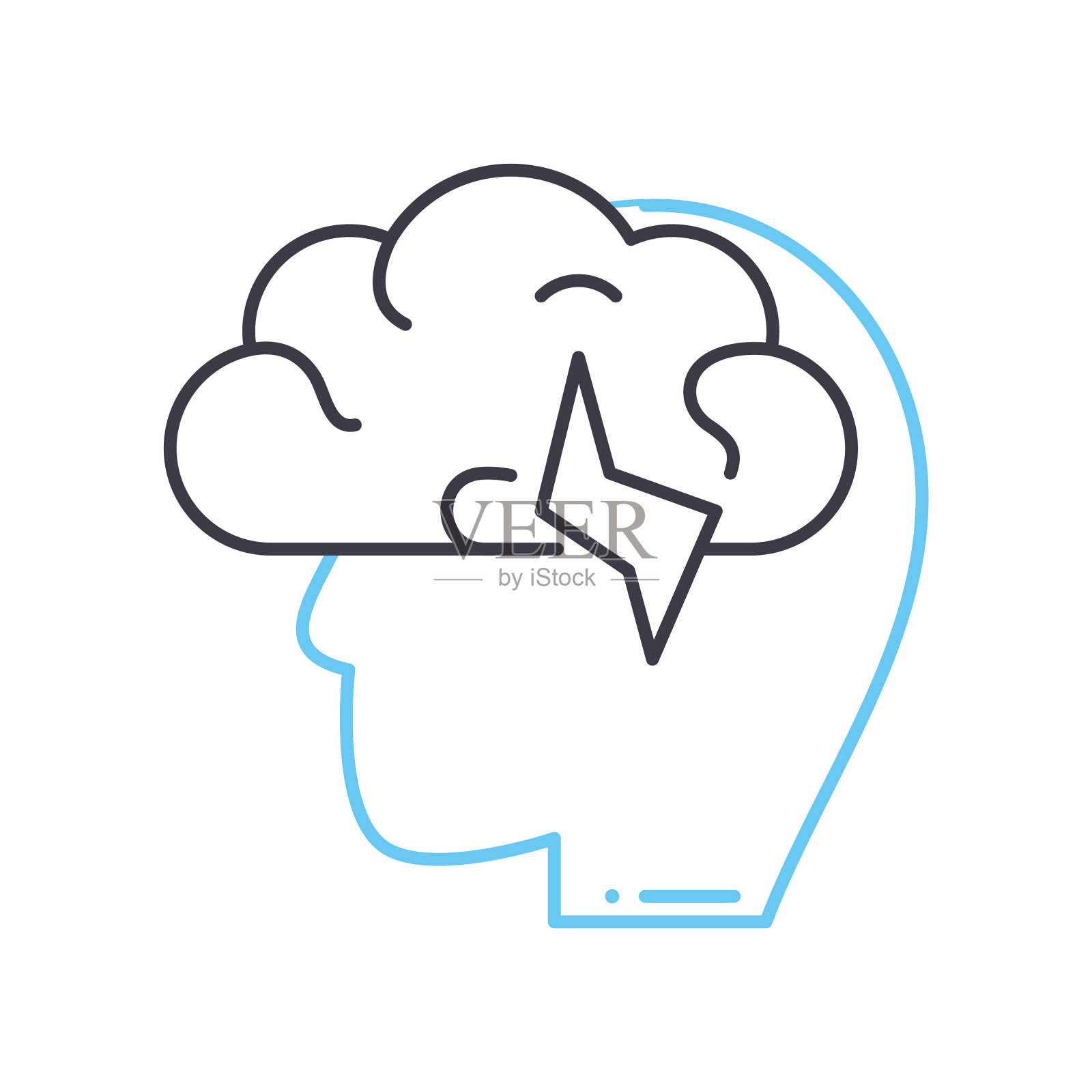 头脑风暴洞察线图标，轮廓符号，矢量插图，概念符号插画图片素材