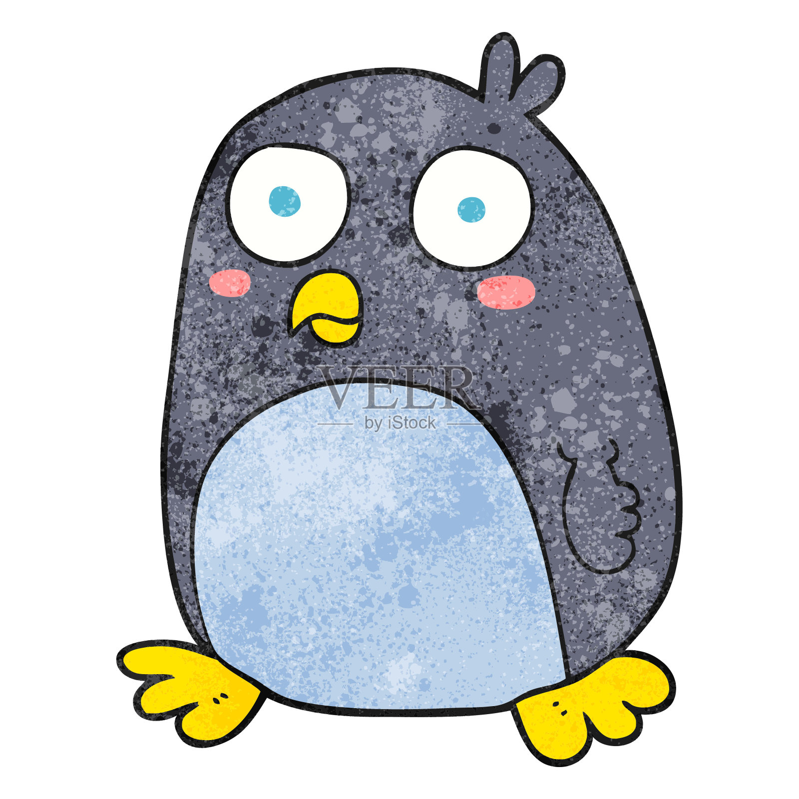 徒手纹理卡通企鹅设计元素图片