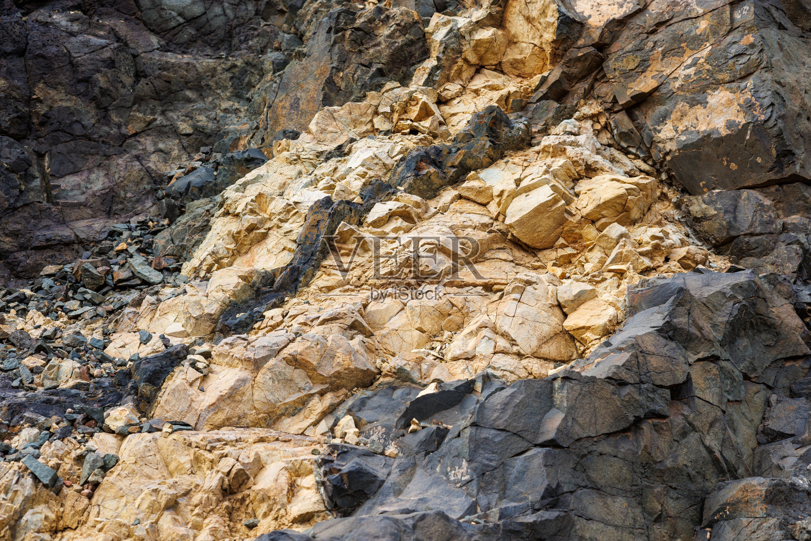 富尔特文图拉岛西部Pena Horadada的地质足迹照片摄影图片