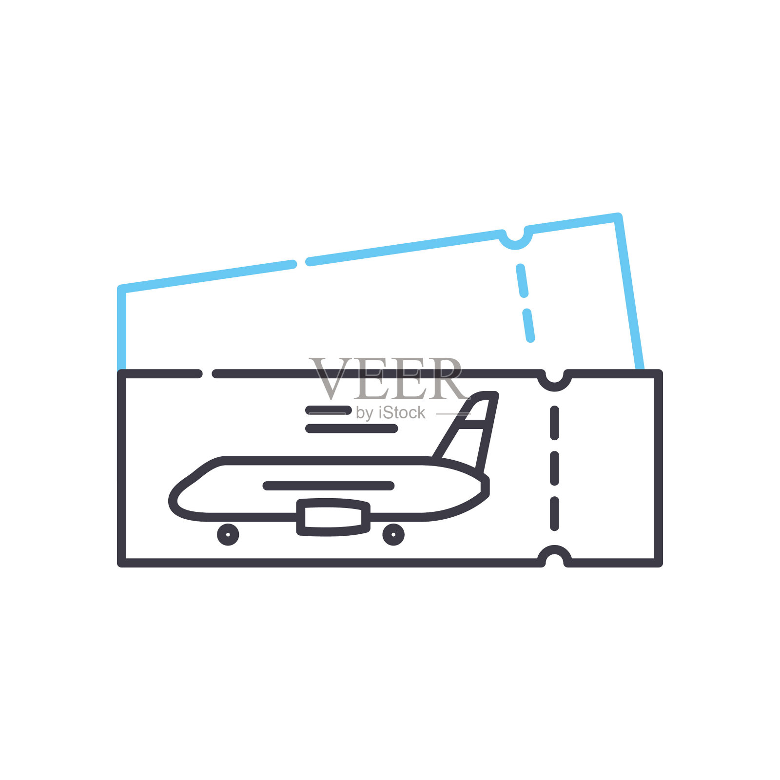 登机牌线图标，轮廓符号，矢量插图，概念标志插画图片素材