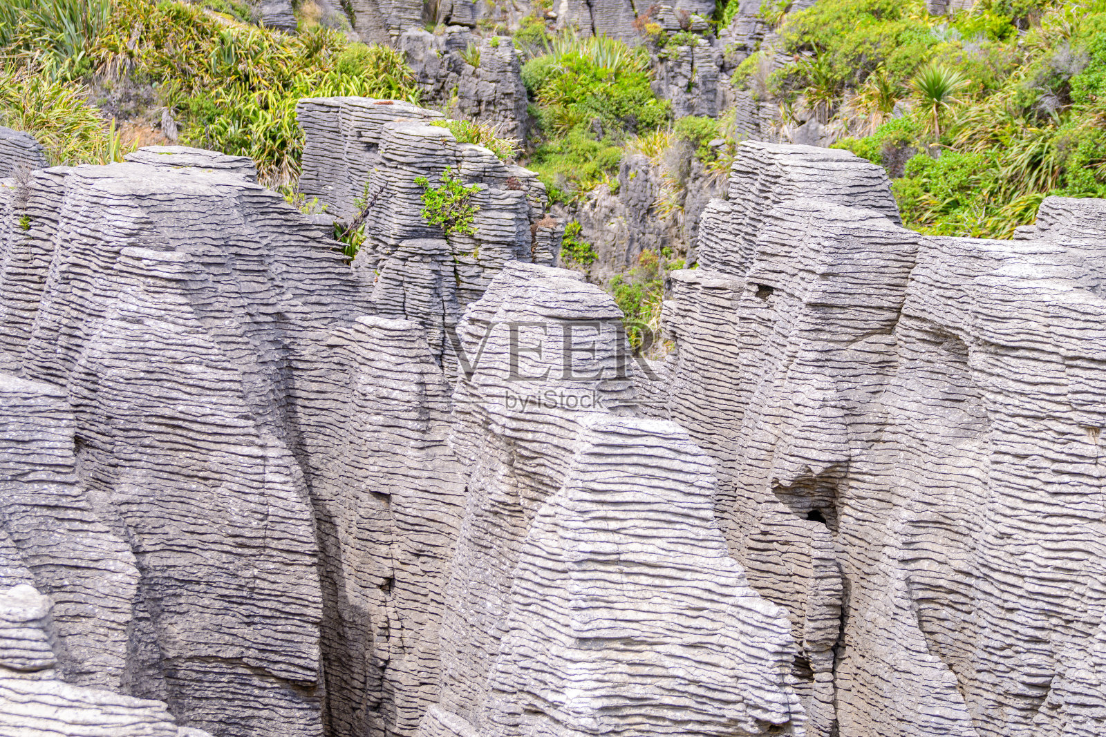 帕帕罗阿国家公园位于新西兰海岸一侧，周围环绕着石灰岩悬崖、峡谷、森林和洞穴照片摄影图片