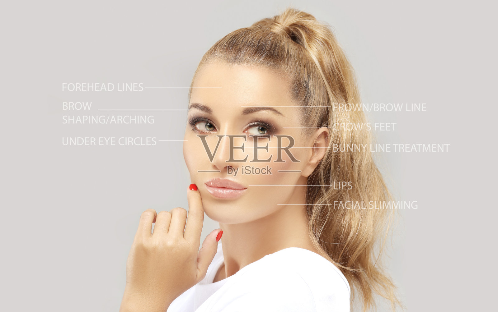 皮肤填充治疗。特定部位注射玻尿酸。正确的皱纹照片摄影图片