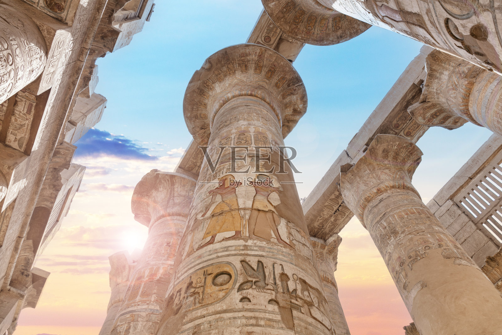 卢克索卡纳克古埃及神庙群照片摄影图片