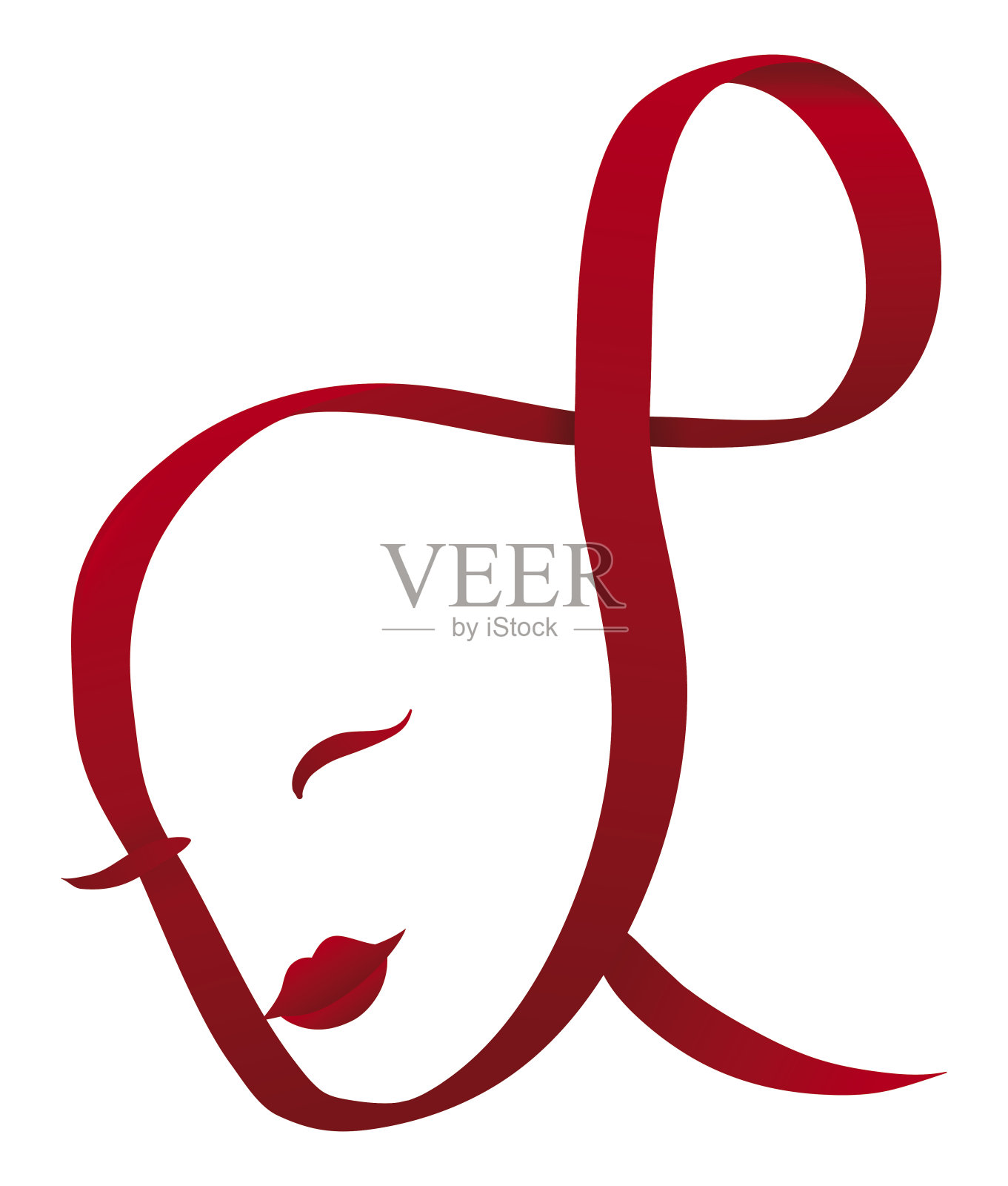 头脸和数字八用红丝带制成，矢量插图插画图片素材