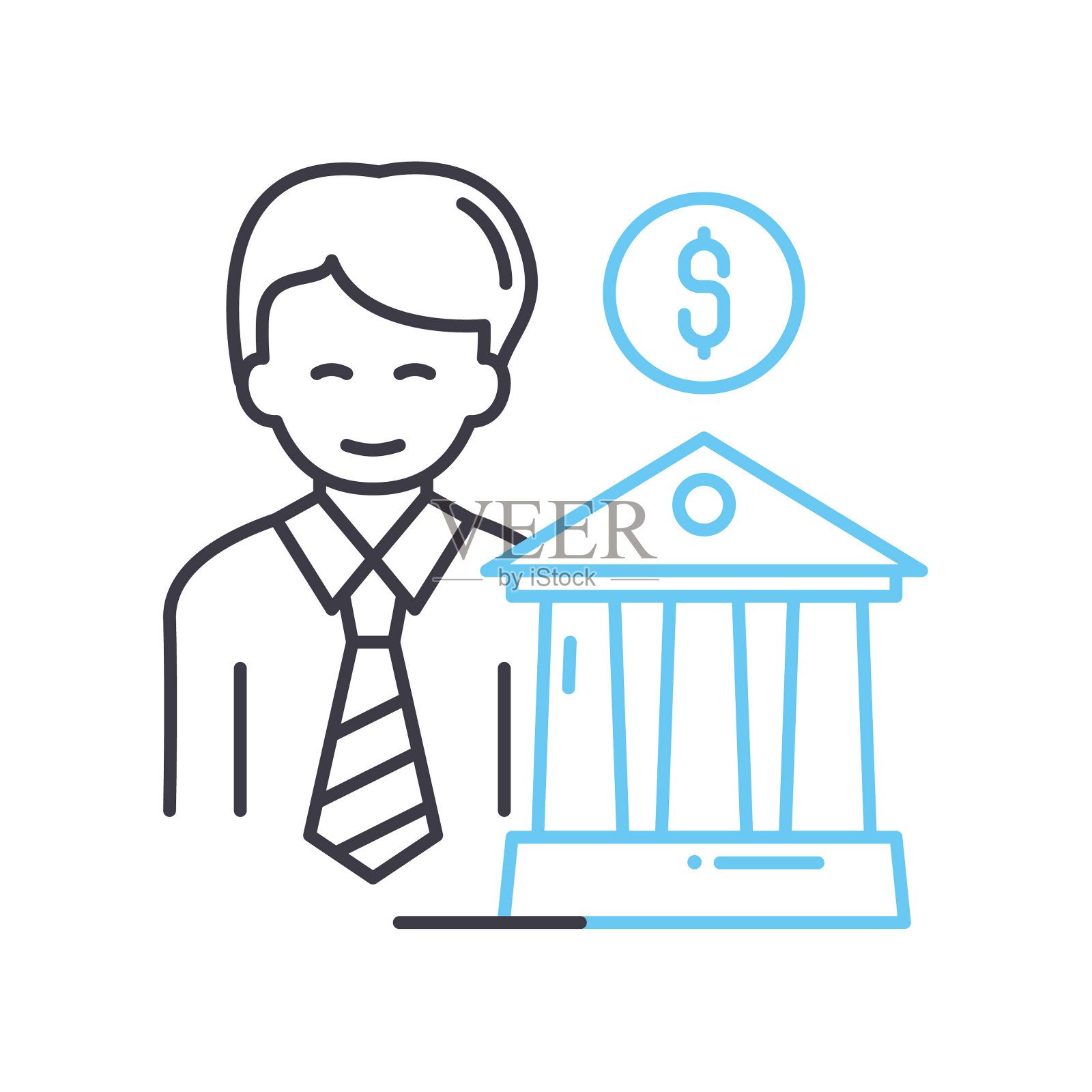 银行账户线图标，轮廓符号，矢量插图，概念符号插画图片素材