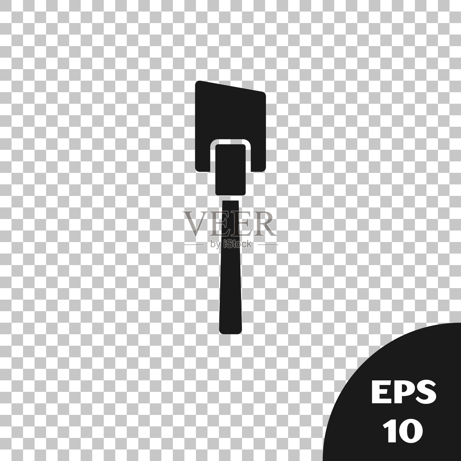 黑色锅铲图标隔离在透明背景上。厨房铲图标。烧烤铲标志。烧烤和烧烤工具。向量插画图片素材