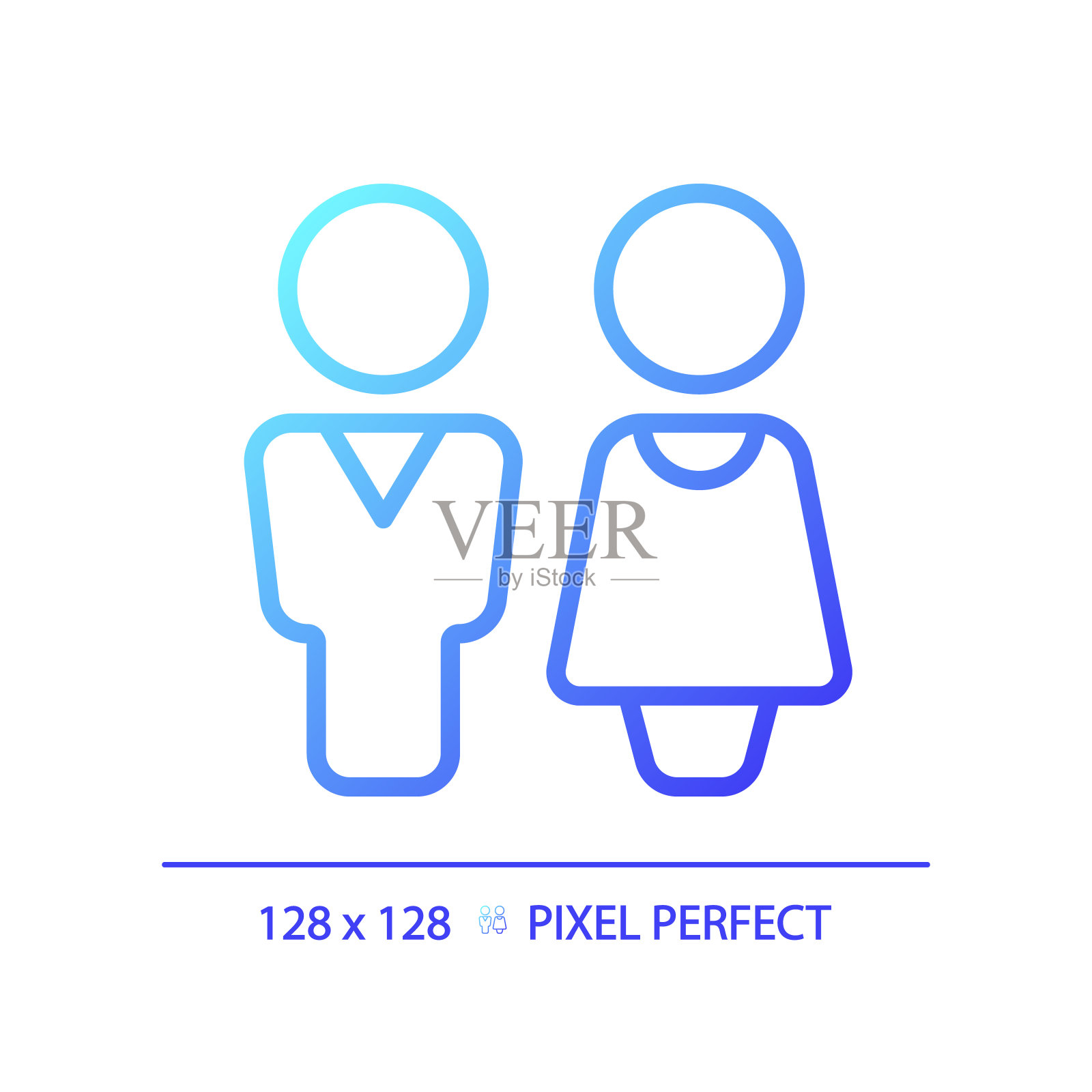 WC门标志像素完美梯度线性矢量图标插画图片素材
