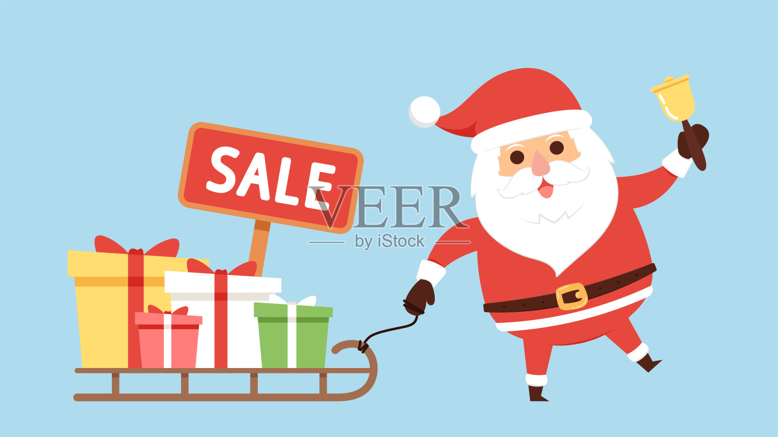 圣诞快乐，新年快乐的问候海报。节日卡通人物。插画图片素材