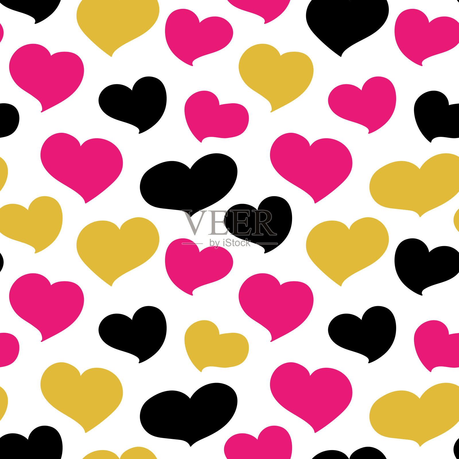 可爱的卡通心形无缝图案，矢量插图插画图片素材