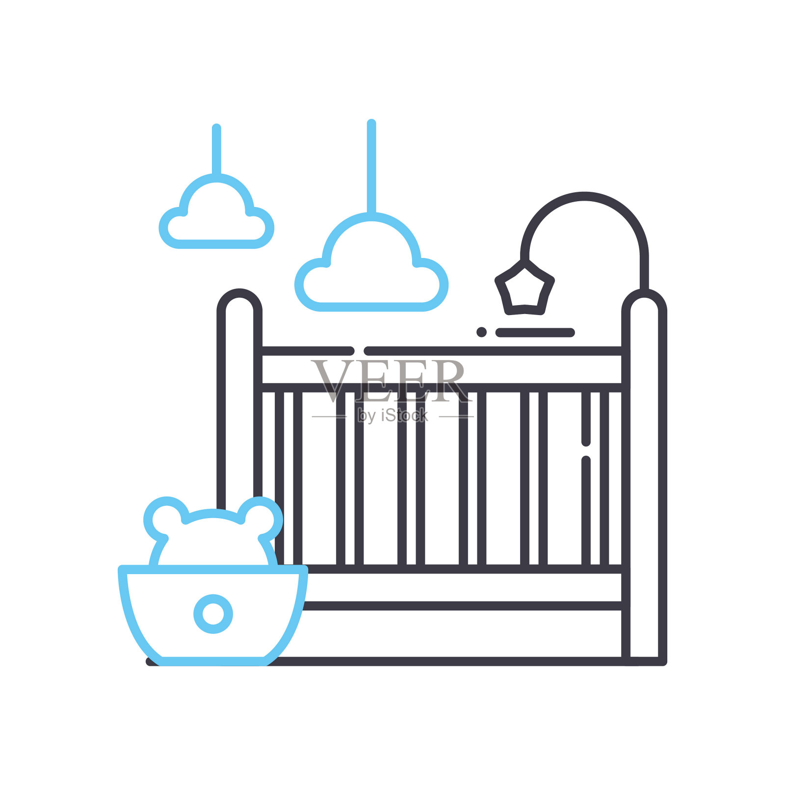 婴儿房线图标，轮廓符号，矢量插图，概念标志插画图片素材