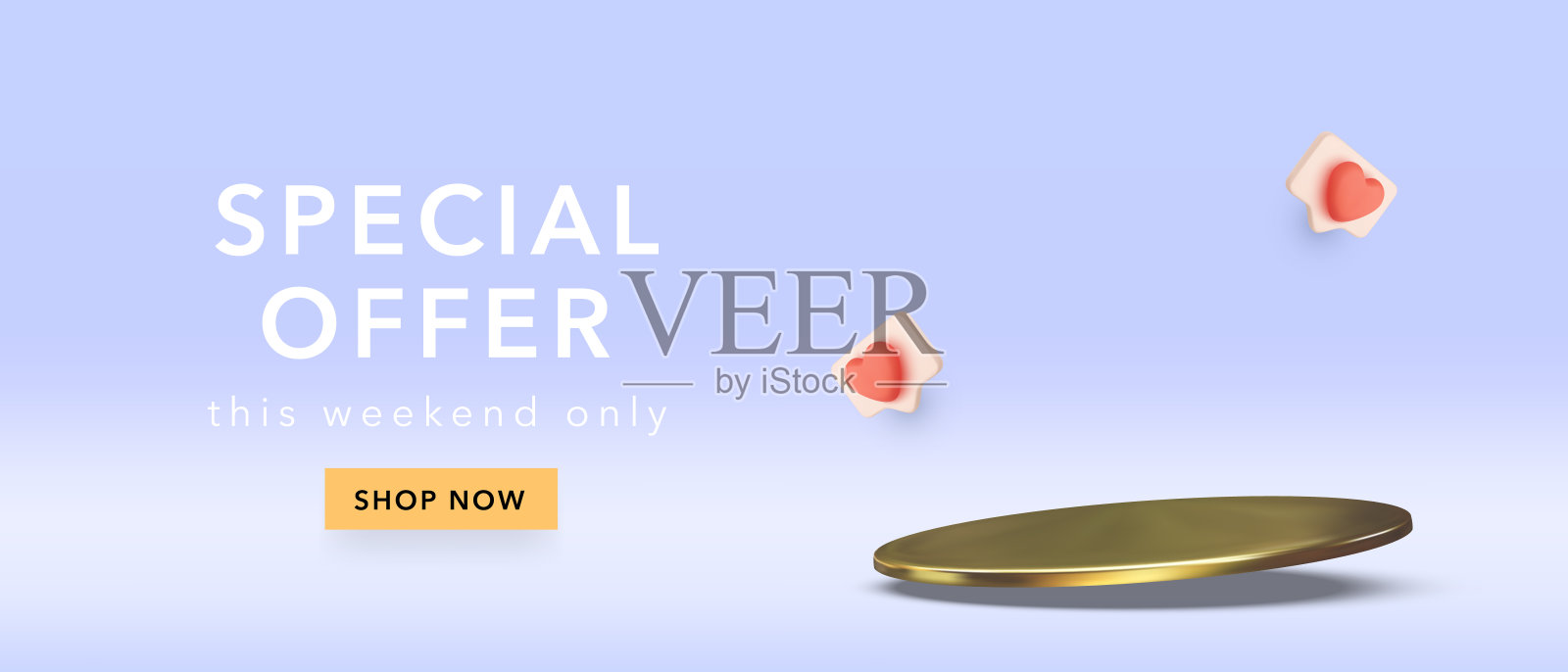 销售横幅与舞台和社会图标在3d现实主义风格孤立的白色背景。矢量图插画图片素材