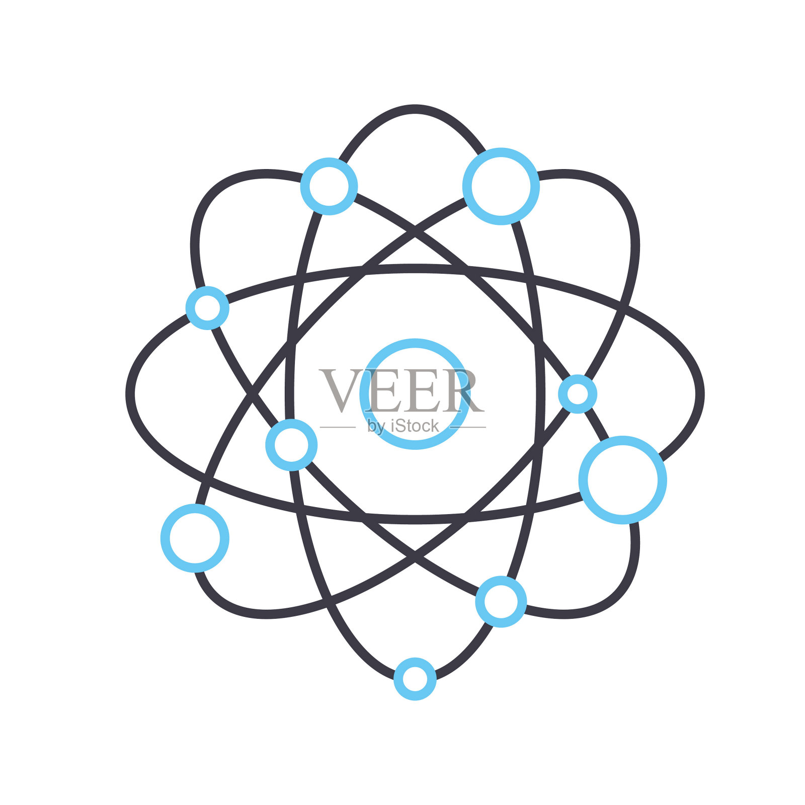 原子线图标，轮廓符号，矢量插图，概念符号插画图片素材