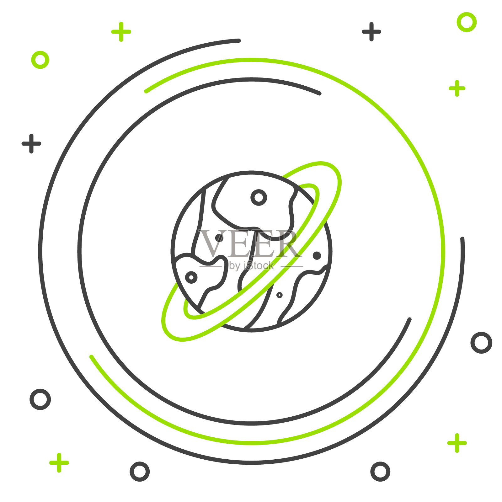 线太空舱返回地球通过降落伞图标隔离在白色背景。彩色轮廓概念。向量插画图片素材