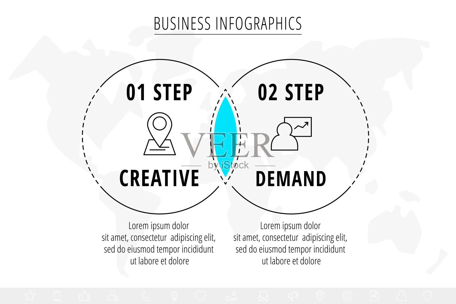 带有两条线圆的业务矢量信息图插画图片素材