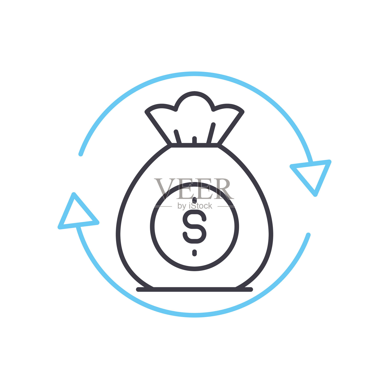 资产管理线图标，轮廓符号，矢量插图，概念符号插画图片素材