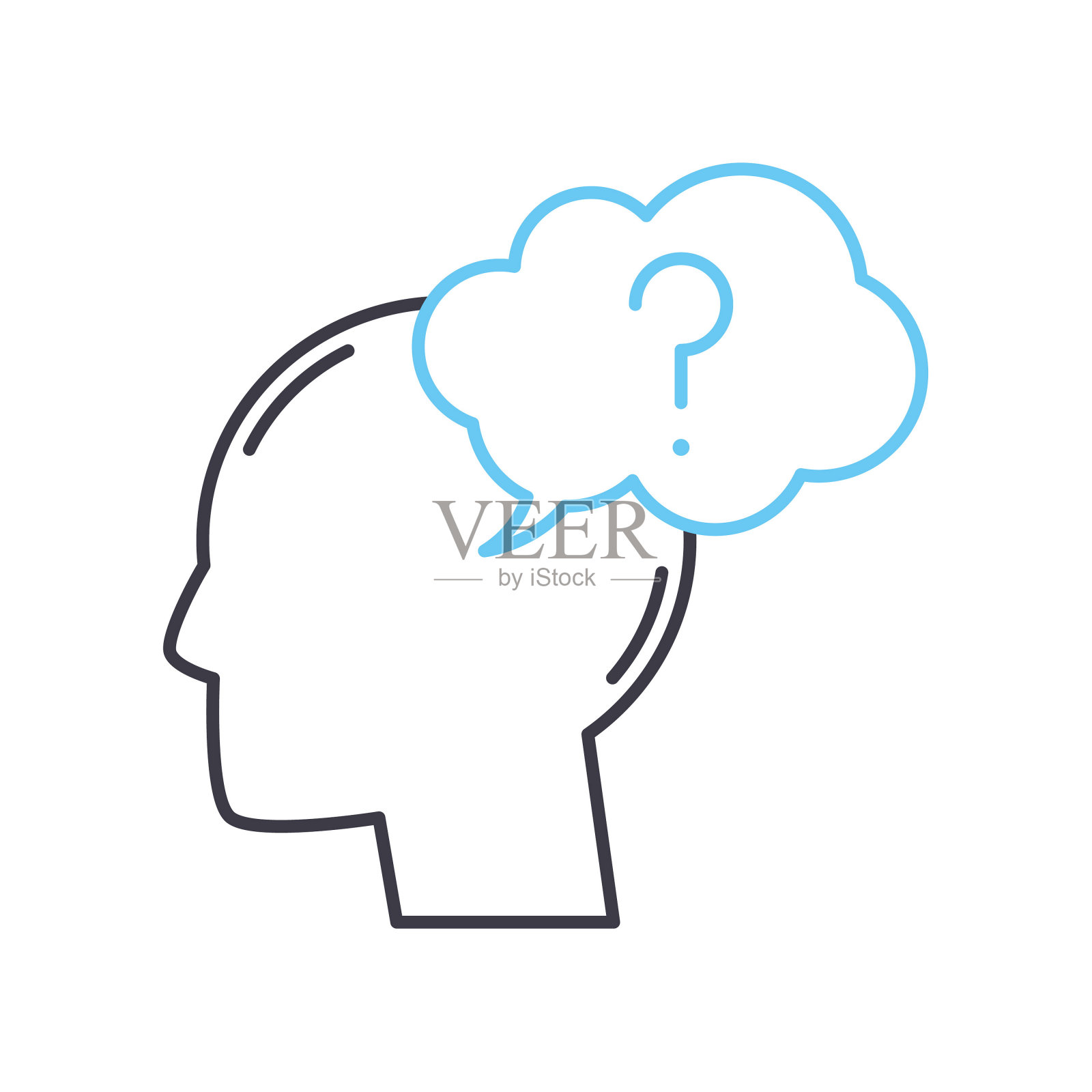 问线图标，轮廓符号，矢量插图，概念符号插画图片素材