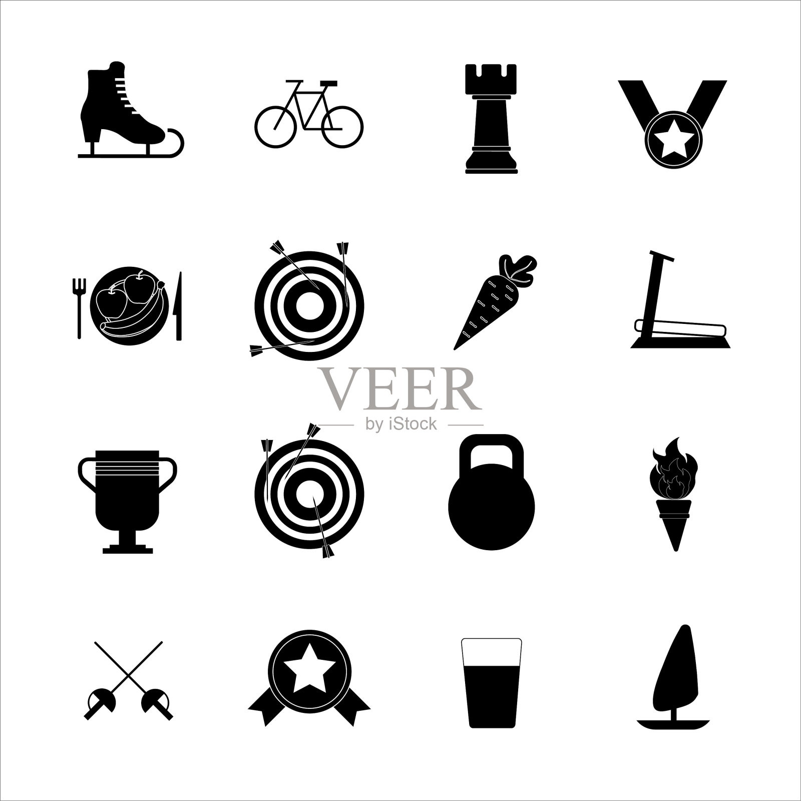 一组简单的体育图标图标素材