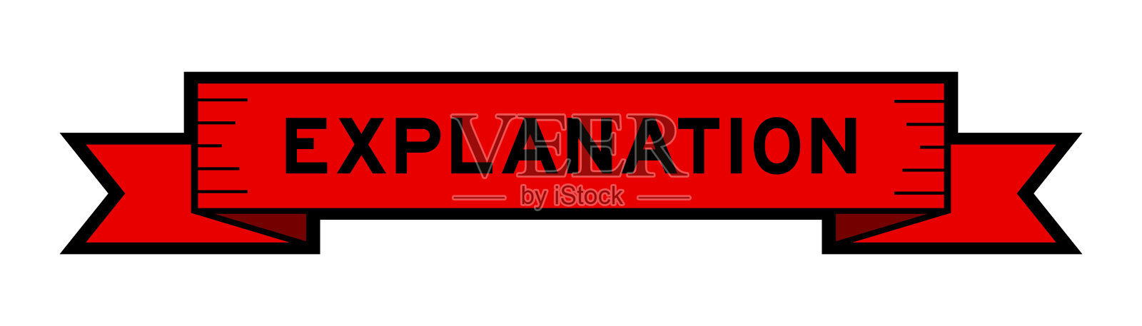 彩带标签横幅与文字解释在红色的白色背景插画图片素材