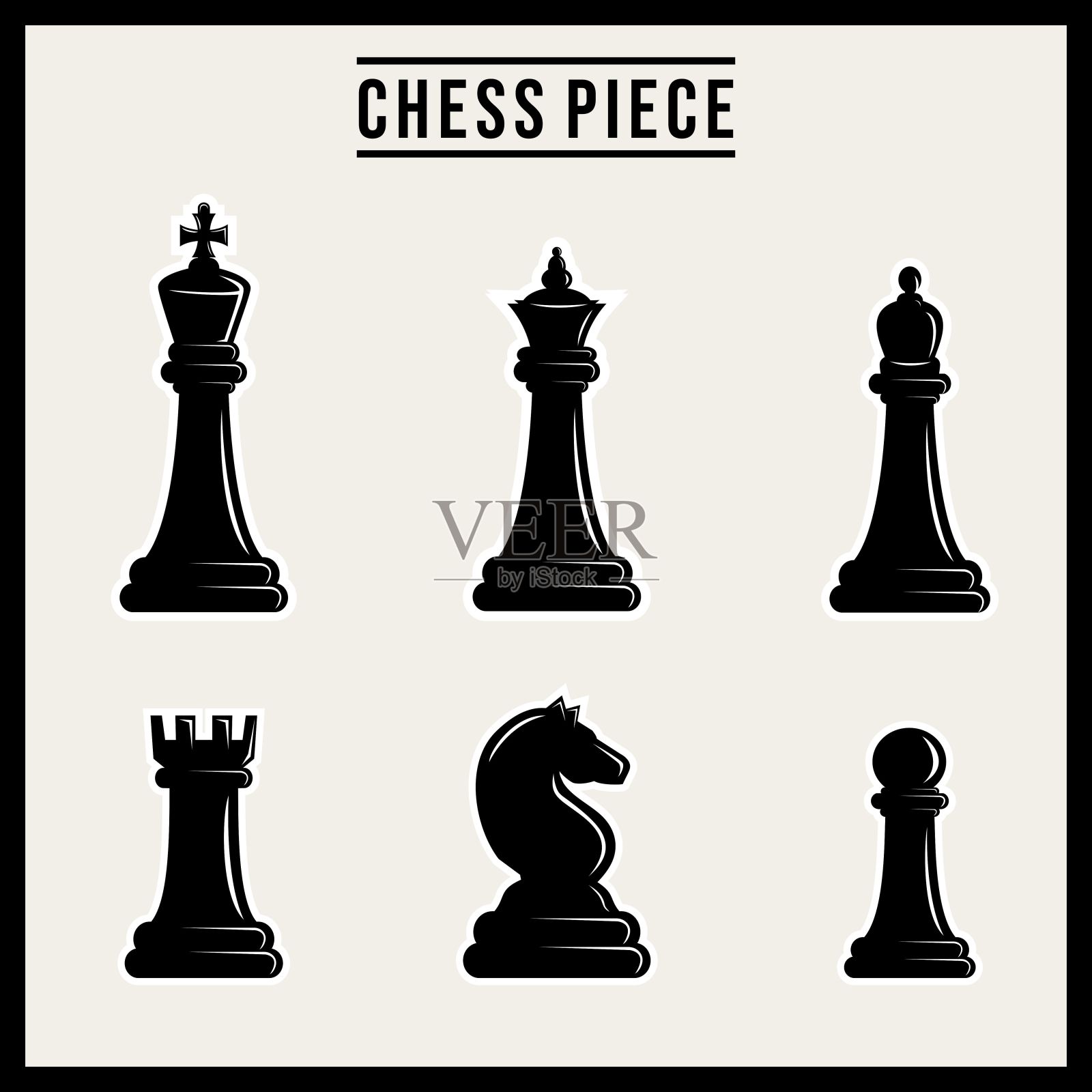 象棋矢量图形模板。棋盘游戏策略战术图标说明。插画图片素材