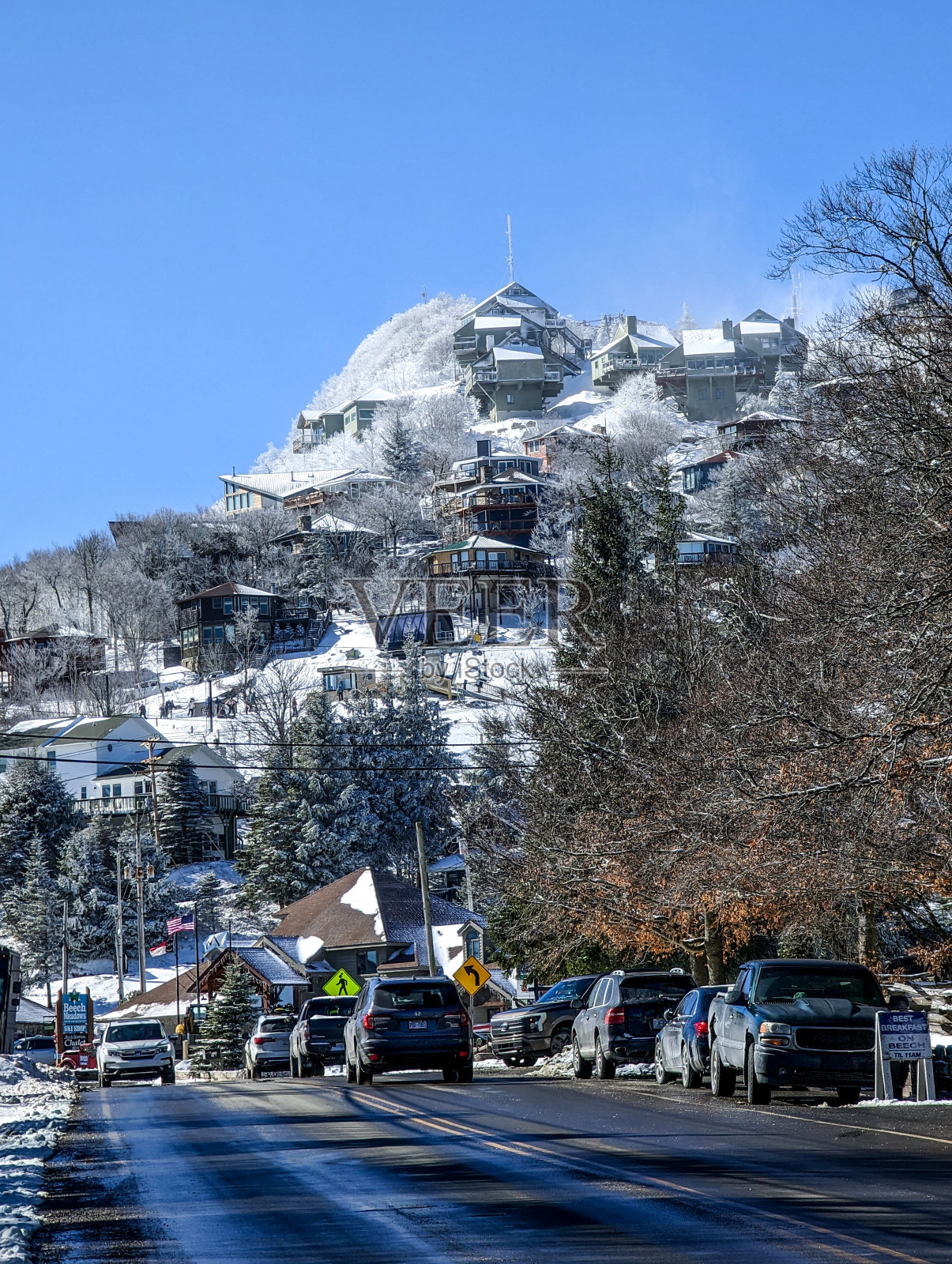 北卡罗莱纳州山毛榉山的风景和冬季景色照片摄影图片