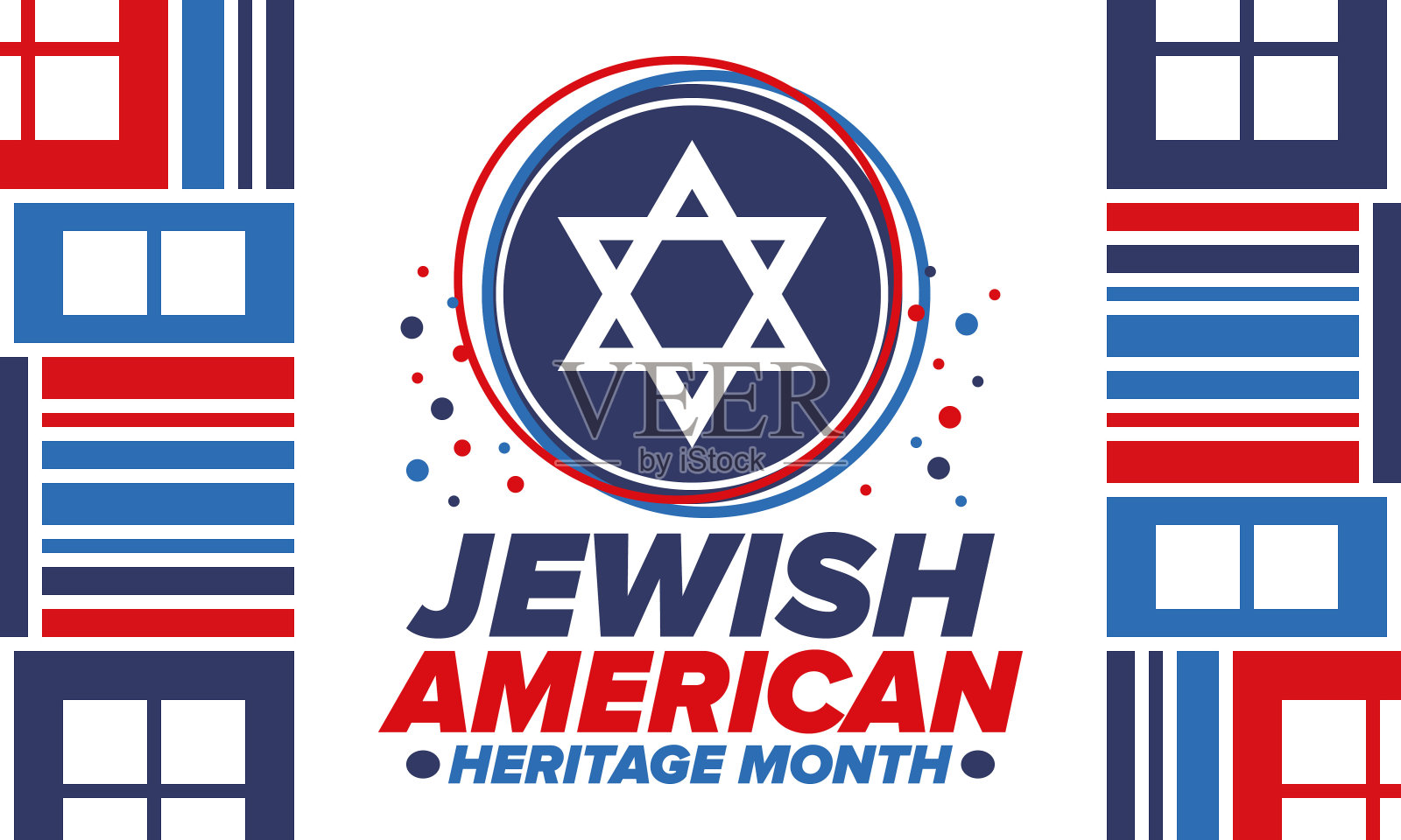 美国犹太人传统月。每年五月庆祝。美国犹太人对美国历史的贡献。大卫之星。以色列的象征。海报，卡片，横幅和背景。向量插画图片素材