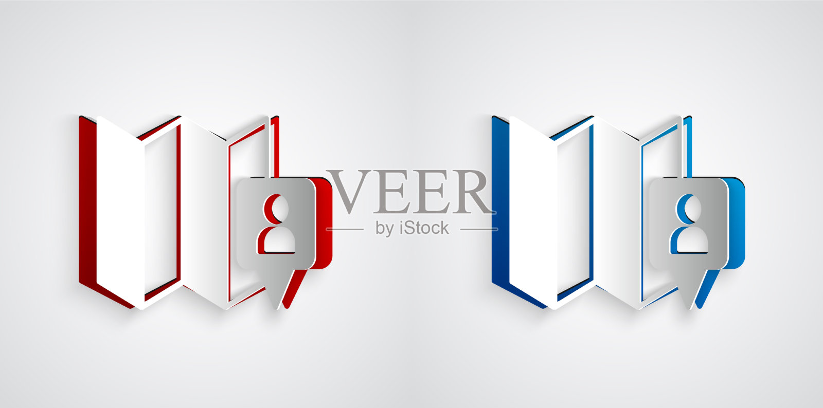 剪纸折叠地图与位置标记图标图标素材