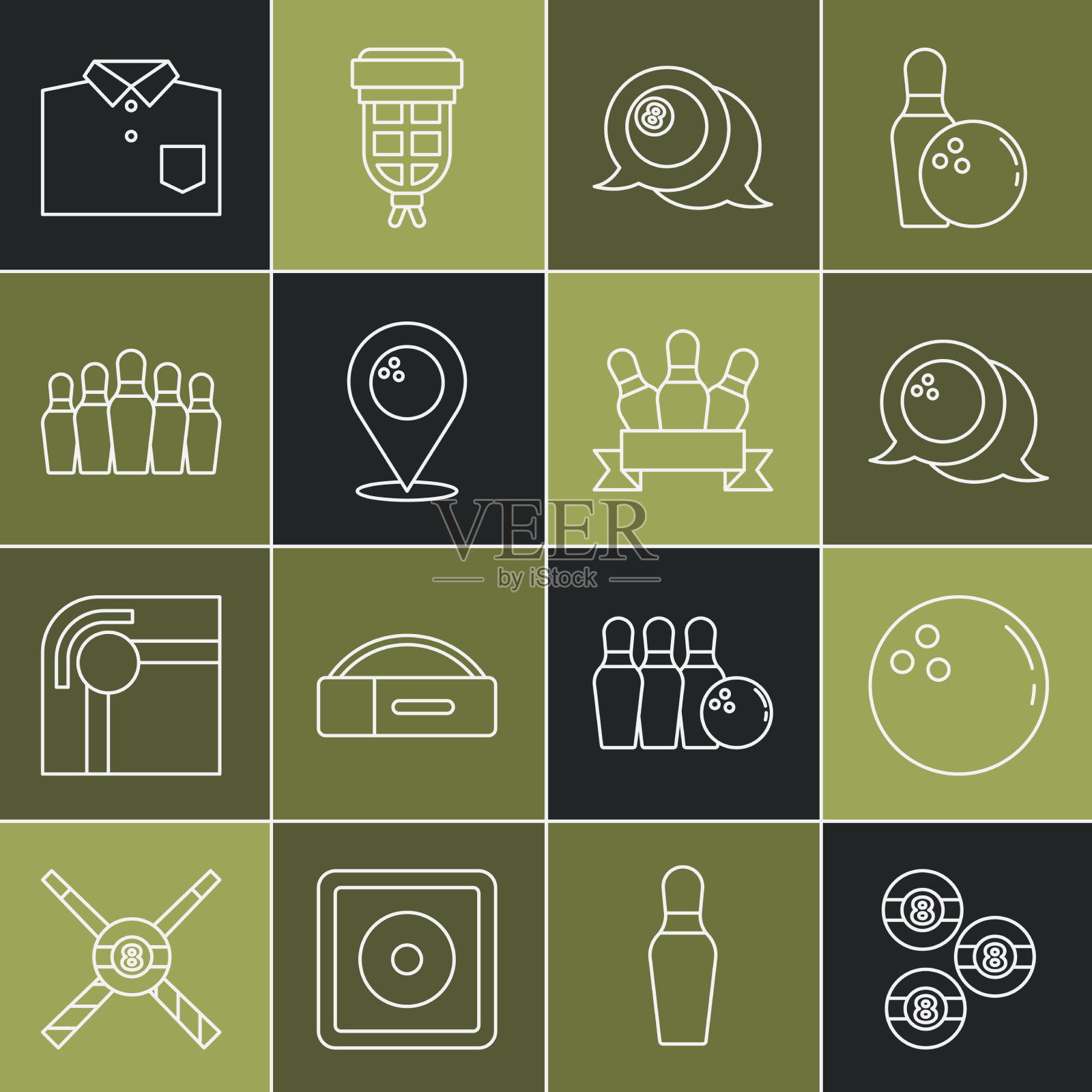 设置直线台球保龄球位置与图标素材