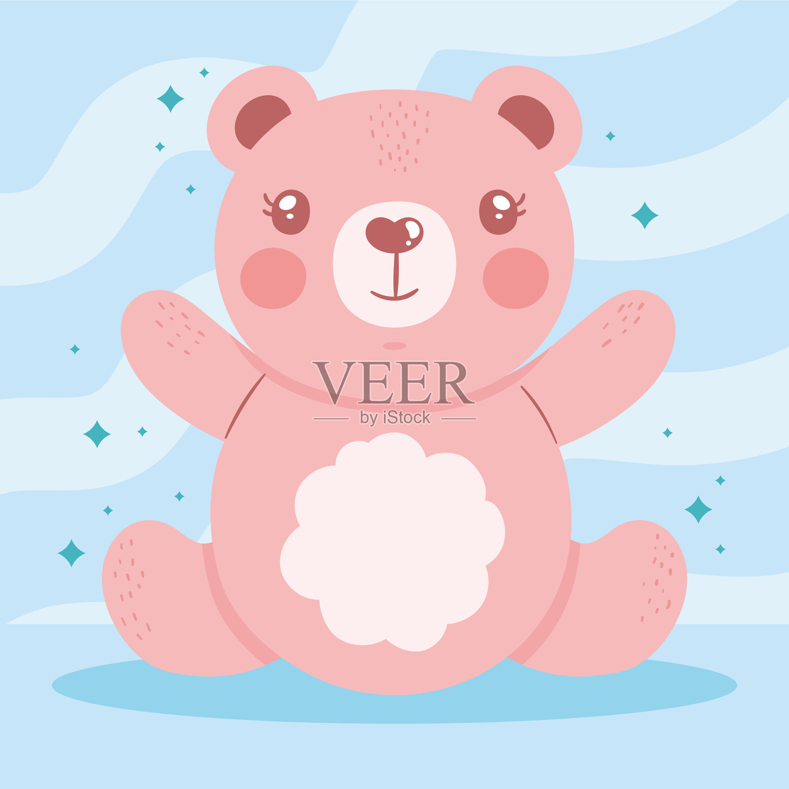 可爱的小熊粉色坐席插画图片素材