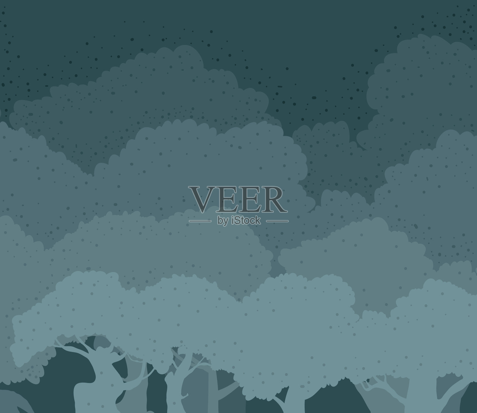 树木森林夜景插画图片素材