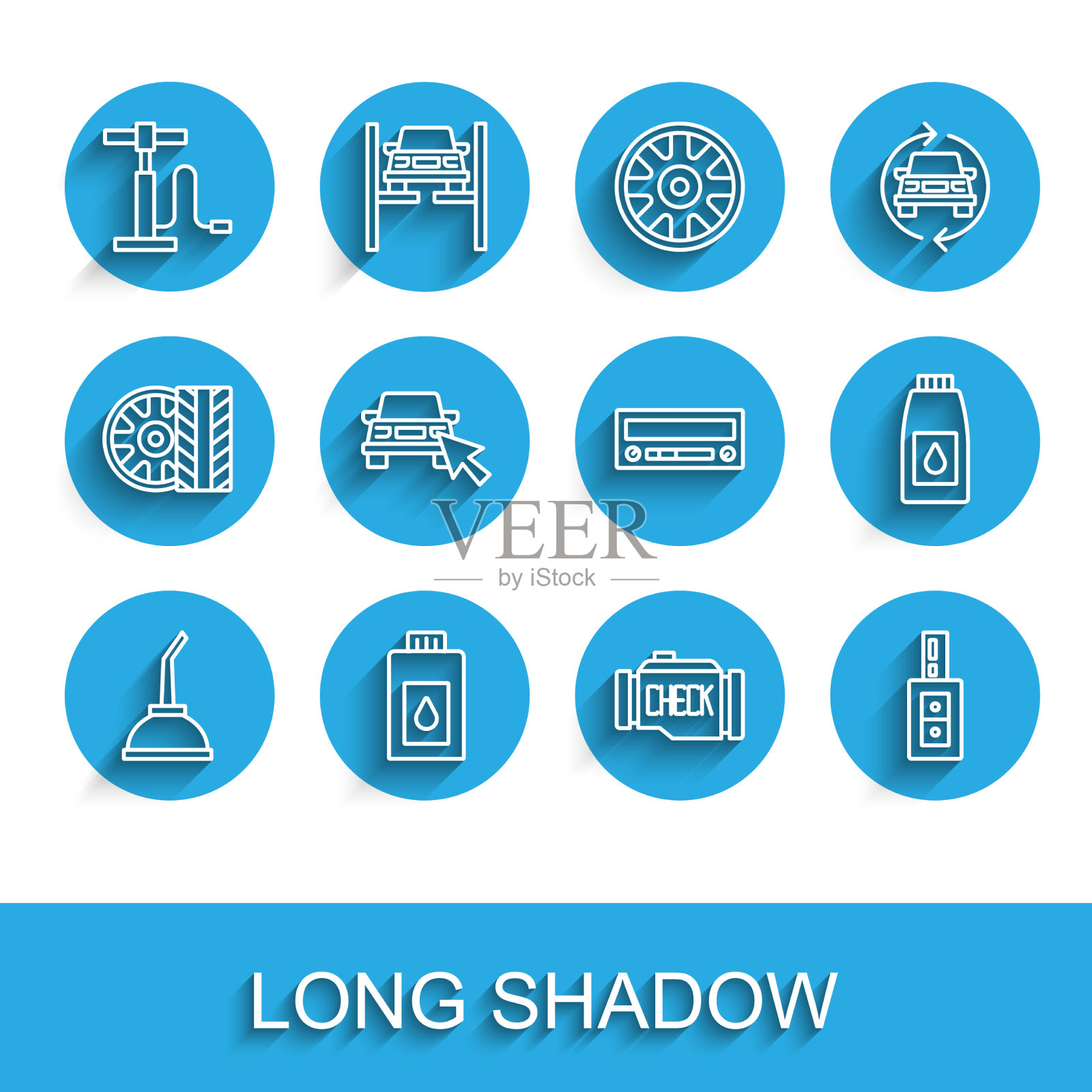 设置马达机油、汽车空气管路罐图标素材