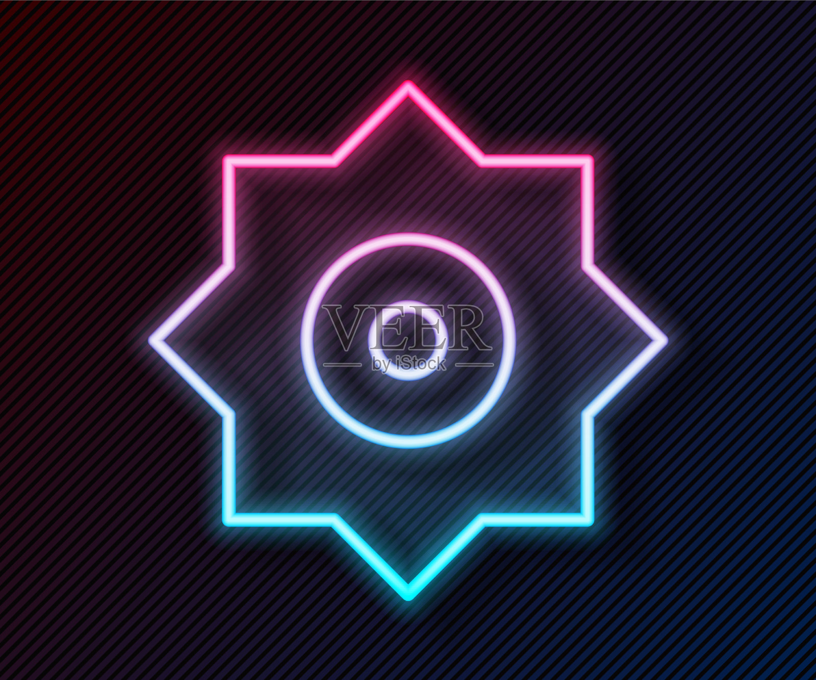 发光的霓虹灯线落星图标孤立上插画图片素材