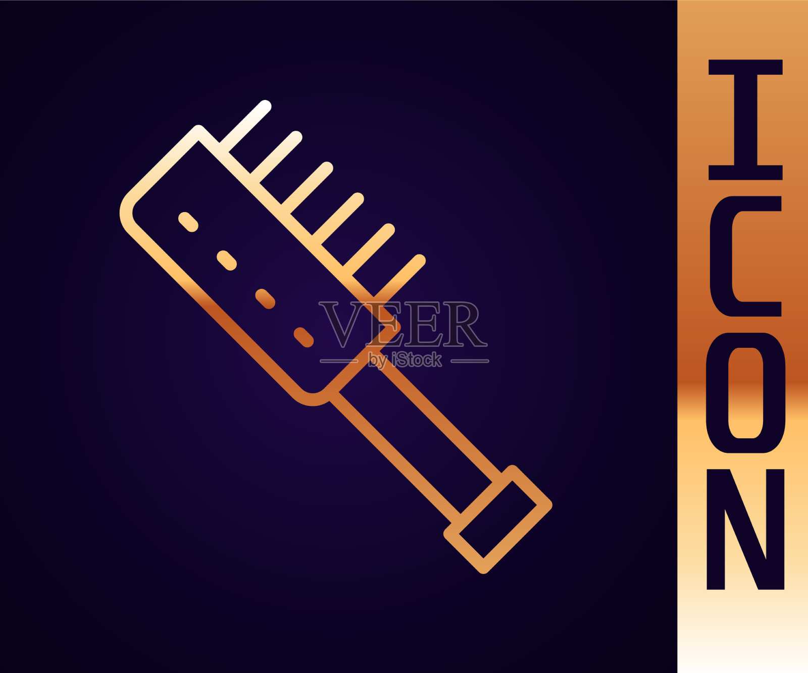 金色线桑拿刷图标隔离在黑色上插画图片素材