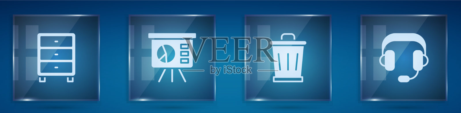 设置档案文件抽屉板与图形垃圾图标素材