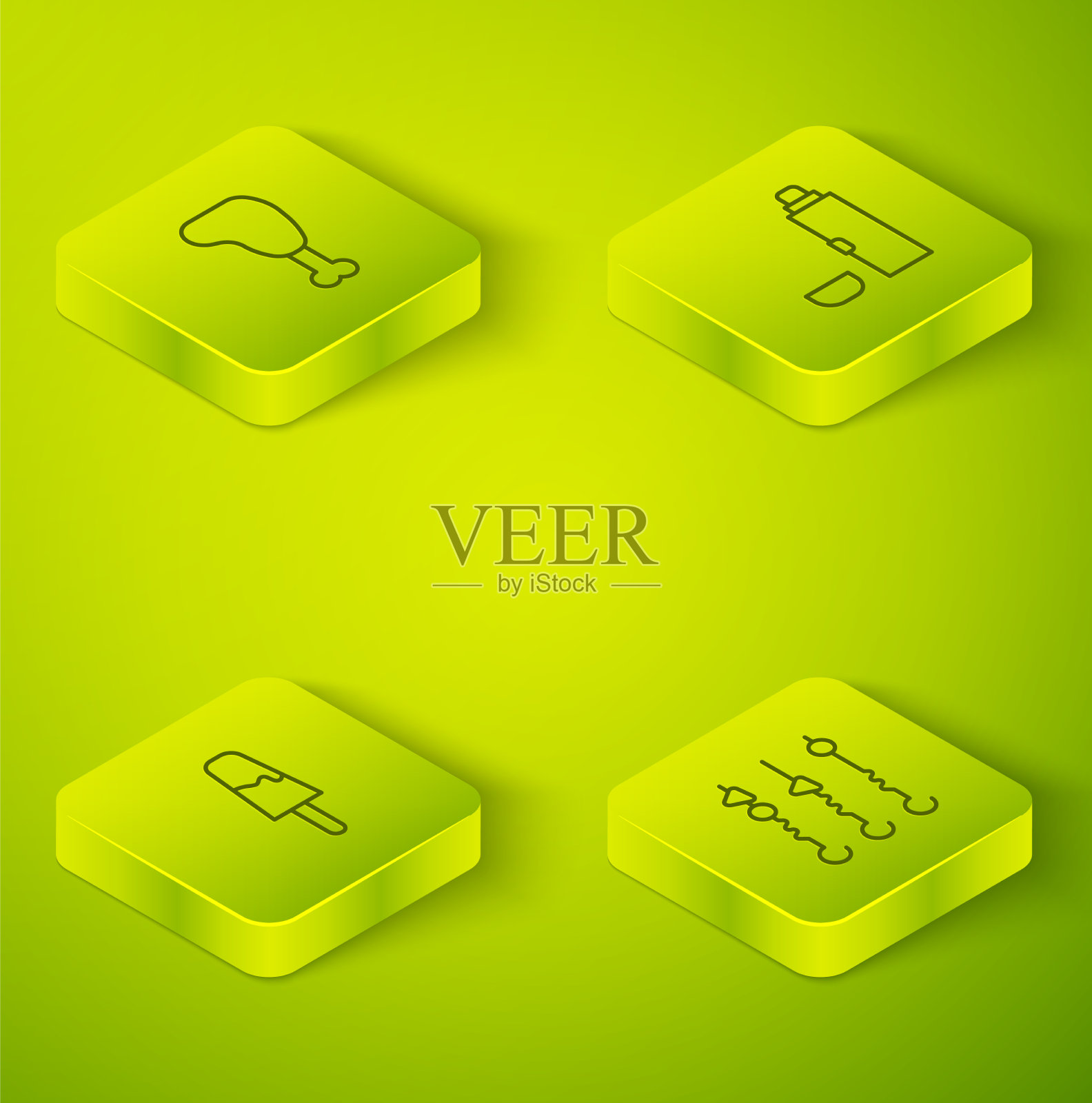 设置等距线保温瓶冰淇淋容器图标素材