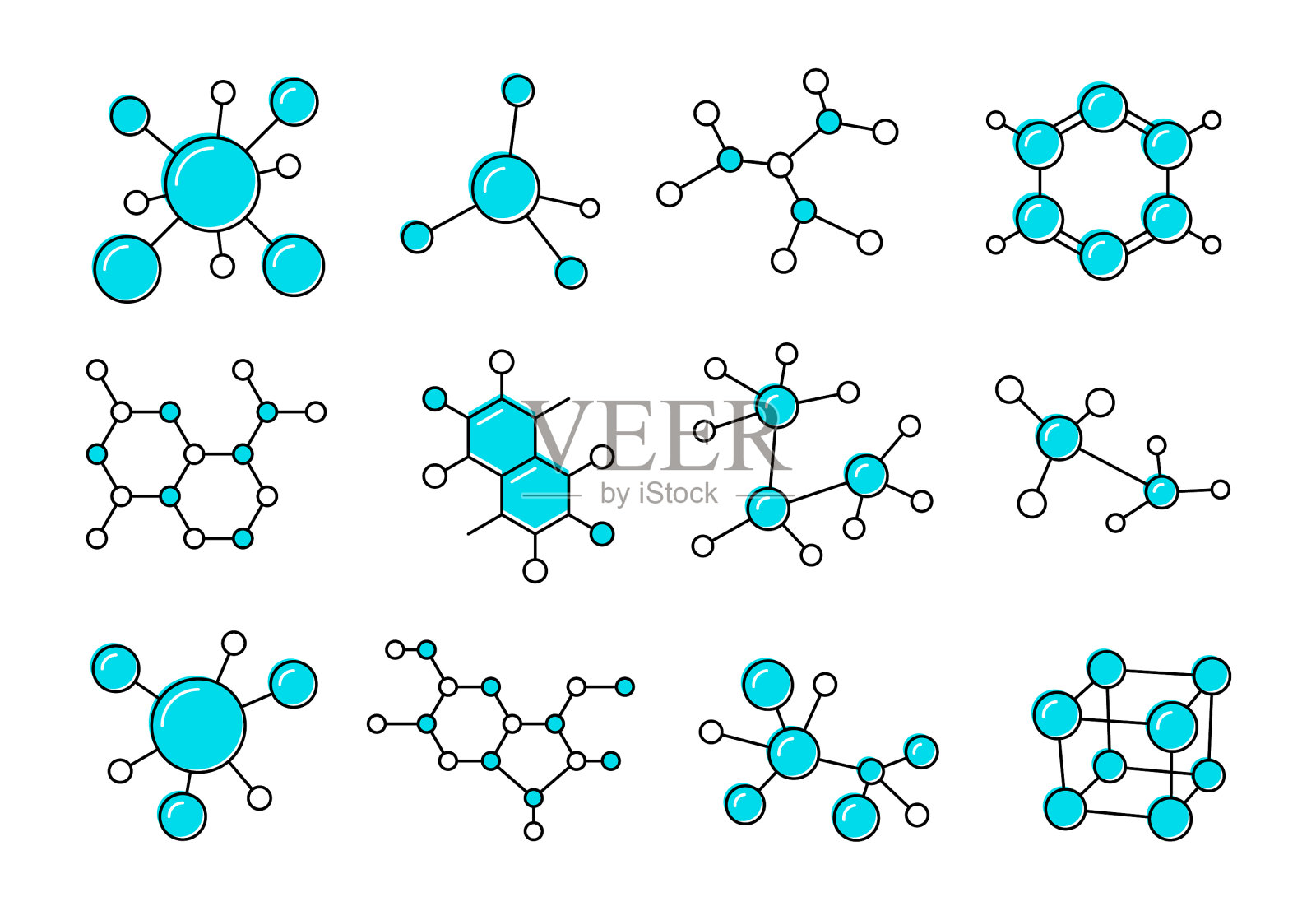 科学和医学分子图标或标志插画图片素材