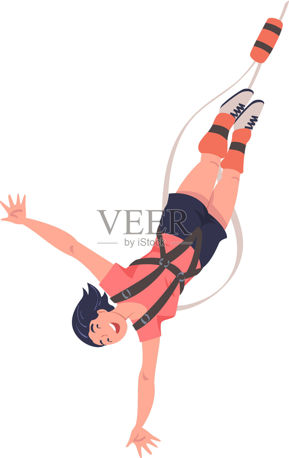 与女性角色自由落体蹦极插画图片素材