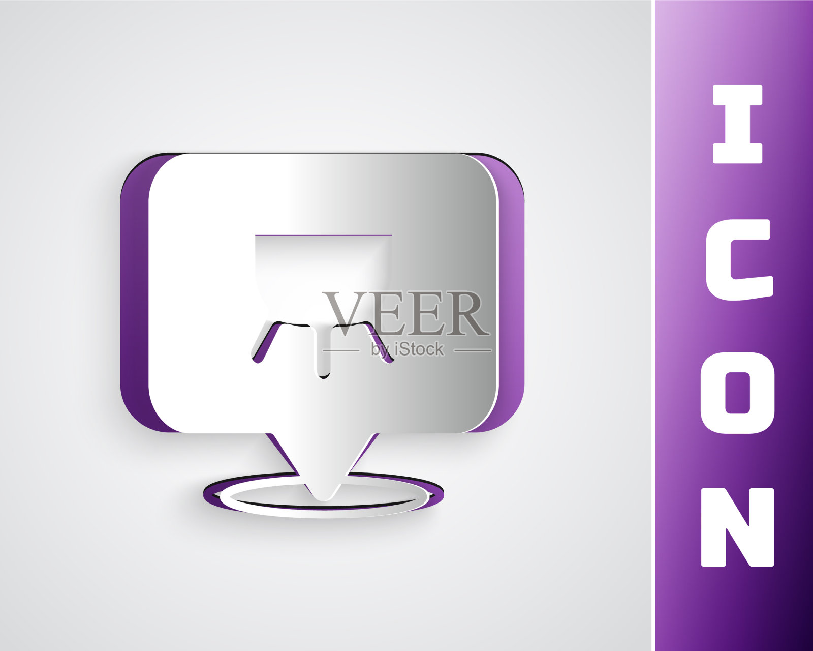 剪纸乳房图标孤立的灰色背景插画图片素材