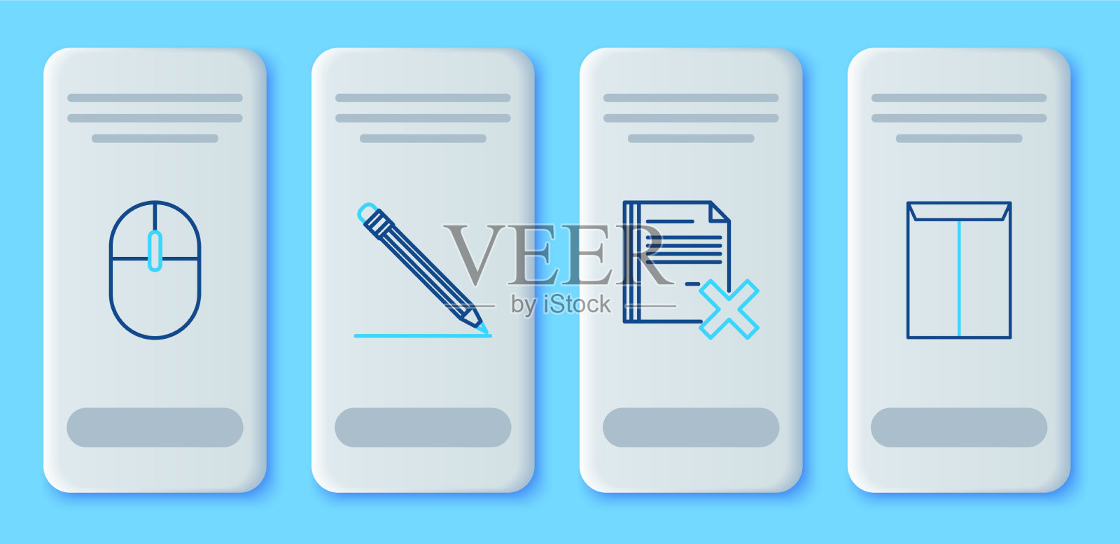 设置直线铅笔与橡皮擦和直线删除文件图标素材