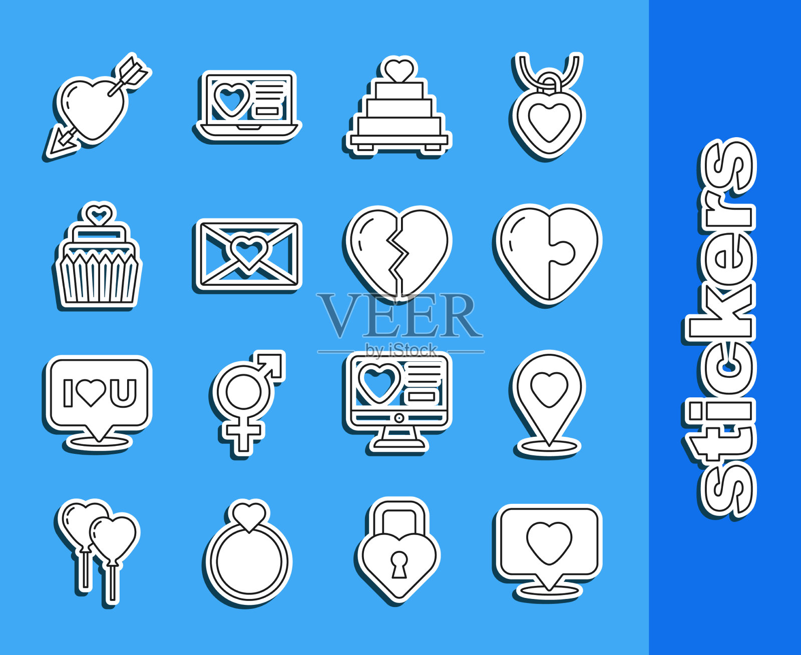 设置线像和心脏位置与心脏图标素材