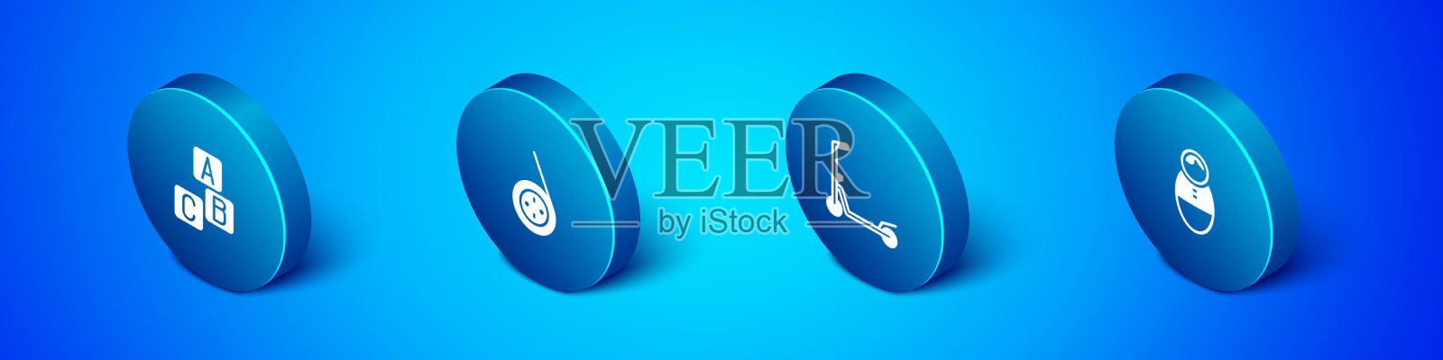 设置等距ABC积木踏板车不倒车娃娃图标素材