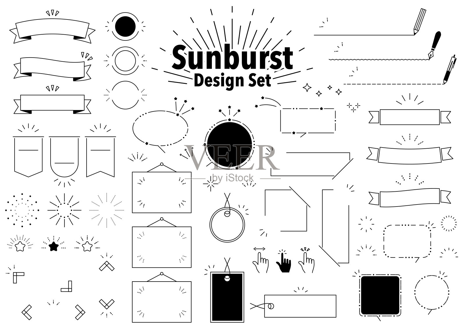 日出设计套装插画图片素材