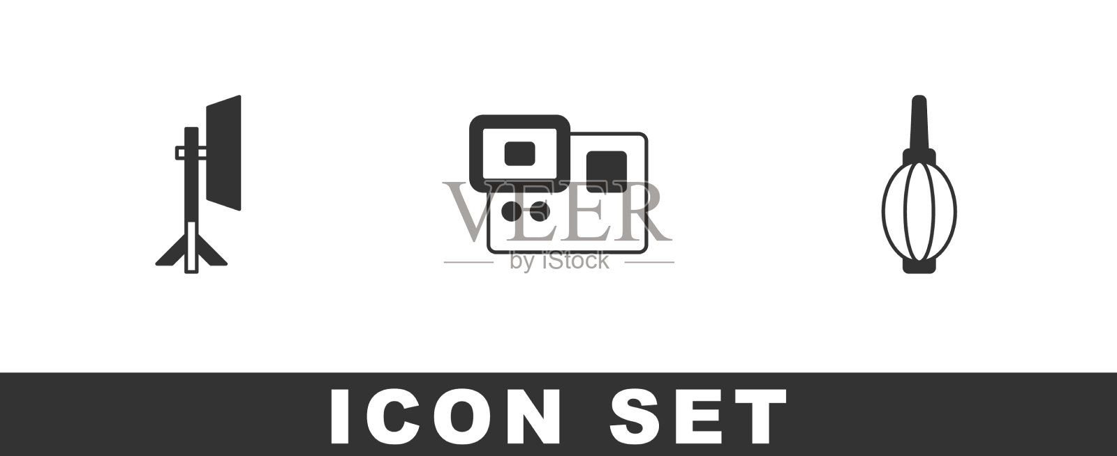 设置工作室灯泡在软箱行动极端图标素材