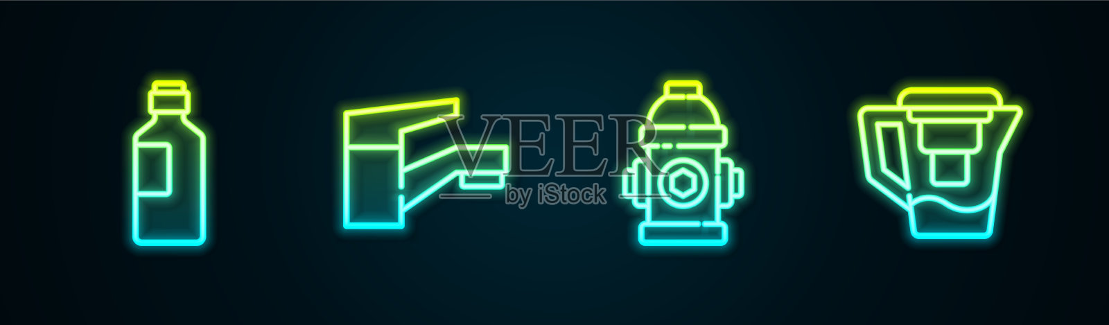 设置自来水龙头消火栓的线瓶插画图片素材